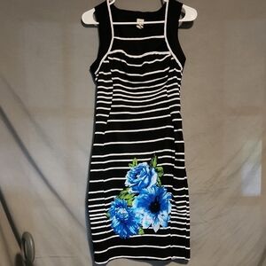 Signature by Sangria Black and White Embellished Halter Midi Dress